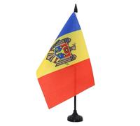 AZ FLAG - Drapeau De Table Moldavie 21x14 cm - Petit Drapeau Moldave De Bureau 100% Polyester Avec Hampe De 25cm Et Socle En Plastique Noir