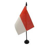 AZ FLAG - Drapeau De Table Monaco - 15x10 cm - Mini Drapeau Monégasque De Bureau 100% Polyester Avec Hampe De 25cm Et Socle En Plastique Noir