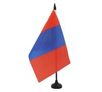 AZ FLAG - Drapeau De Table Mongolie 21x14 cm - Petit Drapeau Mongol De Bureau 100% Polyester Avec Hampe De 25cm Et Socle En Plastique Noir