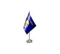 AZ FLAG - Drapeau De Table Montana Prestige - Drapeau Etat Américain - Usa - Etats-Unis De Bureau En Satin Avec Hampe De 30cm Et Socle En Métal - 22x15 cm