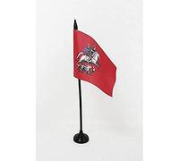 AZ FLAG Drapeau de Table Moscou 15x10 cm Polyester 100D Socle Plastique | Usage intérieur Drapeau de bureau moscovite Moskva finition cousue et bords renforcés
