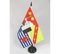 AZ FLAG - Drapeau De Table Moselle 21x14 cm - Petit Drapeau Du Département Mosselan De Bureau 100% Polyester Avec Hampe De 25cm Et Socle En Plastique Noir