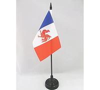 AZ FLAG - Drapeau De Table Mouvement Wallonie française - 15x10 cm - Mini Drapeau Wallon Français De Bureau 100% Polyester Avec Hampe De 25cm Et Socle En Plastique Noir