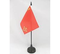AZ FLAG - Drapeau De Table Murcie - 15x10 cm - Mini Drapeau De Murcia De Bureau 100% Polyester Avec Hampe De 25cm Et Socle En Plastique Noir