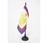 AZ FLAG - Drapeau De Table Napoléon 1er 15x15 cm - Petit Drapeau De Napoléon Bonaparte De Bureau 100% Polyester Avec Hampe De 25cm Et Socle En Plastique Noir