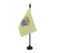 AZ FLAG - Drapeau De Table New Jersey - 15x10 cm - Mini Drapeau De L'État Américain Du New Jersey De Bureau 100% Polyester Avec Hampe De 25cm Et Socle En Plastique Noir