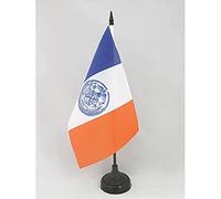 AZ FLAG - Drapeau De Table New York City 21x14 cm - Petit Drapeau New Yorkais De Bureau 100% Polyester Avec Hampe De 25cm Et Socle En Plastique Noir