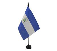 AZ FLAG - Drapeau De Table Nicaragua - 15x10 cm - Mini Drapeau Nicaraguayen De Bureau 100% Polyester Avec Hampe De 25cm Et Socle En Plastique Noir