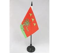 AZ FLAG - Drapeau De Table Nîmes Colnem - 15x10 cm - Mini Drapeau Nîmois Romain De Bureau 100% Polyester Avec Hampe De 25cm Et Socle En Plastique Noir