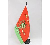 AZ FLAG - Drapeau De Table Nîmes Colnem 21x14 cm - Petit Drapeau Nîmois Romain De Bureau 100% Polyester Avec Hampe De 25cm Et Socle En Plastique Noir