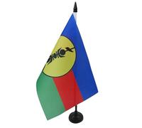 AZ FLAG - Drapeau De Table Nouvelle Calédonie 21x14 cm - Petit Drapeau Néo-Calédonien De Bureau 100% Polyester Avec Hampe De 25cm Et Socle En Plastique Noir