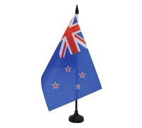 AZ FLAG - Drapeau De Table Nouvelle-Zélande 21x14 cm - Petit Drapeau Néo-Zélandais De Bureau 100% Polyester Avec Hampe De 25cm Et Socle En Plastique Noir