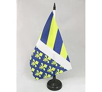 AZ FLAG - Drapeau De Table Oise 21x14 cm - Petit Drapeau Du Département Isarien De Bureau 100% Polyester Avec Hampe De 25cm Et Socle En Plastique Noir