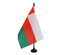 AZ FLAG - Drapeau De Table Oman 21x14 cm - Petit Drapeau Omanais De Bureau 100% Polyester Avec Hampe De 25cm Et Socle En Plastique Noir