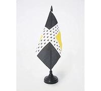 AZ FLAG - Drapeau De Table Ordonnance du régiment de Bretagne 1757 à 1791 15x15 cm - Petit Drapeau De Bureau 100% Polyester Avec Hampe De 25cm Et Socle En Plastique Noir