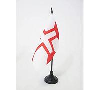 AZ FLAG Drapeau de Table Ordre du Christ 15x15 cm Socle Plastique | Usage intérieur Drapeau de bureau de l'ordre militaire religieux portugais finition cousue et bords renforcés polyester 100D