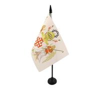 AZ FLAG - Drapeau De Table Ordre équestre Saint-Sépulcre de Jérusalem 21x14 cm - Petit Drapeau Chrétien De Bureau 100% Polyester Avec Hampe De 25cm Et Socle En Plastique Noir