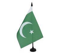 AZ FLAG - Drapeau De Table Pakistan 21x14 cm - Petit Drapeau Pakistanais De Bureau 100% Polyester Avec Hampe De 25cm Et Socle En Plastique Noir