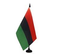 AZ FLAG - Drapeau De Table Pan-africain 21x14 cm - Petit Drapeau Afro-Américain De Bureau 100% Polyester Avec Hampe De 25cm Et Socle En Plastique Noir