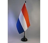AZ FLAG - Drapeau de Table Pays-Bas 22x15 cm - Drapeau Hollandais - Néerlandais De Bureau 100% Polyester Avec Hampe De 25cm Et Socle En Plastique Noir - 20g