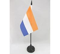 AZ FLAG - Drapeau De Table Pays-Bas du Prince - 15x10 cm - Mini Drapeau Hollandais Orange De Bureau 100% Polyester Avec Hampe De 25cm Et Socle En Plastique Noir