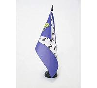 AZ FLAG - Drapeau De Table Pays de Saint-Brieuc 21x14 cm - Petit Drapeau De Bro Sant-Brieg De Bureau 100% Polyester Avec Hampe De 25cm Et Socle En Plastique Noir
