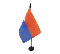 AZ FLAG - Drapeau De Table Pays de Saint-Martin 21x14 cm - Petit Drapeau Du Royaume Des Pays-Bas De Bureau 100% Polyester Avec Hampe De 25cm Et Socle En Plastique Noir