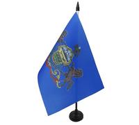 AZ FLAG - Drapeau De Table Pennsylvanie 21x14 cm - Petit Drapeau De L'État Américain De Pennsylvanie De Bureau 100% Polyester Avec Hampe De 25cm Et Socle En Plastique Noir