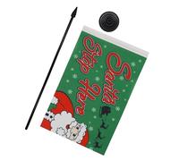 AZ FLAG - Drapeau De Table Père Noël Arrête toi Ici vert 21x14 cm - Petit Drapeau Santa Stop Here De Bureau 100% Polyester Avec Hampe De 25cm Et Socle En Plastique Noir