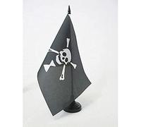 AZ FLAG - Drapeau De Table Pirate Emanuel Wynne 21x14 cm - Petit Drapeau Corsaire De Bureau 100% Polyester Avec Hampe De 25cm Et Socle En Plastique Noir