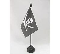 AZ FLAG - Drapeau De Table Pirate Jack Rackham - 15x10 cm - Mini Drapeau Corsaire De Bureau 100% Polyester Avec Hampe De 25cm Et Socle En Plastique Noir