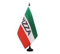 AZ FLAG - Drapeau De Table Pizza italienne 21x14 cm - Petit Drapeau Des Pizzas De Bureau 100% Polyester Avec Hampe De 25cm Et Socle En Plastique Noir