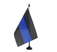 AZ FLAG - Drapeau De Table Police Thin Blue Line 21x14 cm - Petit Drapeau Mince Ligne Bleue De Bureau 100% Polyester Avec Hampe De 25cm Et Socle En Plastique Noir