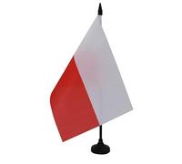 AZ FLAG - Drapeau De Table Pologne 21x14 cm - Petit Drapeau Polonais De Bureau 100% Polyester Avec Hampe De 25cm Et Socle En Plastique Noir