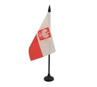 AZ FLAG - Drapeau De Table Pologne avec Aigle - 15x10 cm - Mini Drapeau Polonais De Bureau 100% Polyester Avec Hampe De 25cm Et Socle En Plastique Noir