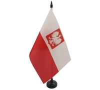 AZ FLAG - Drapeau De Table Pologne avec Aigle 21x14 cm - Petit Drapeau Polonais De Bureau 100% Polyester Avec Hampe De 25cm Et Socle En Plastique Noir