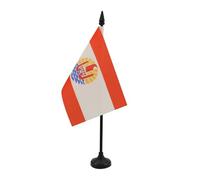 AZ FLAG - Drapeau De Table Polynésie française - 15x10 cm - Mini Drapeau Polynésien De Bureau 100% Polyester Avec Hampe De 25cm Et Socle En Plastique Noir