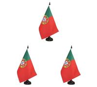 AZ FLAG Drapeau de Table Portugal 21x14cm - Petit Drapeaux DE Bureau Portugais 14 x 21 cm (Lot de 3)