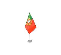 AZ FLAG - Drapeau De Table Portugal Prestige - Drapeau Portugais De Bureau En Satin Avec Hampe De 30cm Et Socle En Métal - 22x15 cm