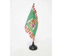 AZ FLAG - Drapeau De Table Province de Cadix 21x14 cm - Petit Drapeau De Cadiz De Bureau 100% Polyester Avec Hampe De 25cm Et Socle En Plastique Noir