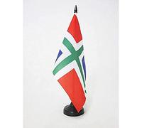 AZ FLAG - Drapeau De Table Province de Groningue 21x14 cm - Petit Drapeau De Groningen De Bureau 100% Polyester Avec Hampe De 25cm Et Socle En Plastique Noir