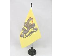 AZ FLAG - Drapeau De Table Province de la Flandre française 21x14 cm - Petit Drapeau Flamand Français De Bureau 100% Polyester Avec Hampe De 25cm Et Socle En Plastique Noir