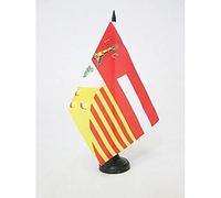 AZ FLAG - Drapeau De Table Province de Liège 21x14 cm - Petit Drapeau Liégois De Bureau 100% Polyester Avec Hampe De 25cm Et Socle En Plastique Noir