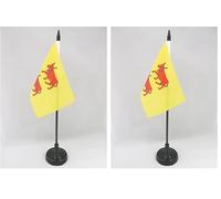 AZ FLAG - Drapeau De Table Province du Béarn - 15x10 cm - Mini Drapeau Béarnais De Bureau 100% Polyester Avec Hampe De 25cm Et Socle En Plastique Noir (Lot de 2)