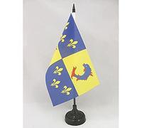 AZ FLAG - Drapeau De Table Province du Dauphiné 21x14 cm - Petit Drapeau Dauphinois De Bureau 100% Polyester Avec Hampe De 25cm Et Socle En Plastique Noir