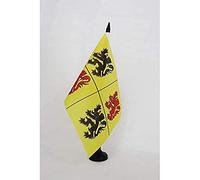 AZ FLAG - Drapeau De Table Province du Hainaut 21x14 cm - Petit Drapeau De Wallonie De Bureau 100% Polyester Avec Hampe De 25cm Et Socle En Plastique Noir