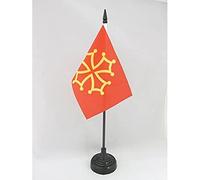 AZ FLAG Drapeau de Table Province du Languedoc 15x10cm - Petit Drapeaux DE Bureau Territoire Occitan - Occitanie 10 x 15 cm