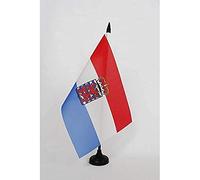 AZ FLAG - Drapeau De Table Province du Luxembourg 21x14 cm - Petit Drapeau De Wallonie De Bureau 100% Polyester Avec Hampe De 25cm Et Socle En Plastique Noir