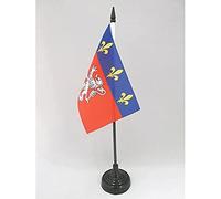 AZ FLAG - Drapeau De Table Province du Lyonnais - 15x10 cm - Mini Drapeau De Lyon De Bureau 100% Polyester Avec Hampe De 25cm Et Socle En Plastique Noir