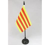 AZ FLAG - Drapeau De Table Pyrénées Orientales - 15x10 cm - Mini Drapeau Du Département Pyrénéen De Bureau 100% Polyester Avec Hampe De 25cm Et Socle En Plastique Noir